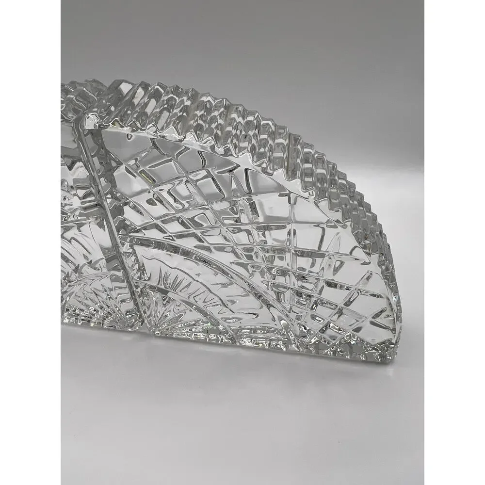 Vintage Waterford-inspired Quadrant-style heavy glass bookends – matching pair